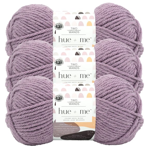 Lion Brand Yarn Hue + Me Hyacinth Bulky Yarn Acrylic, Wool Yarn 3 Pack