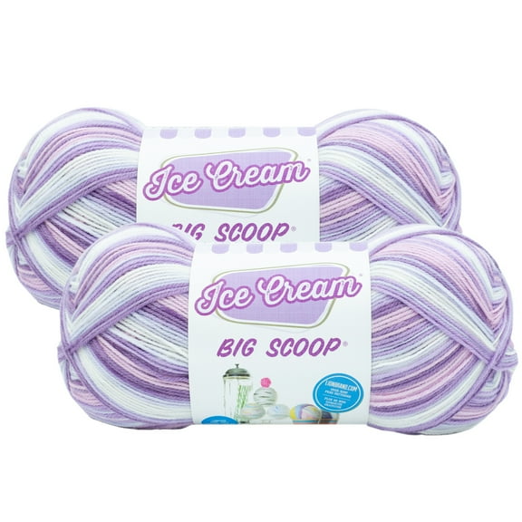 Lion Brand Yarn Ice Cream Big Scoop Black Cherry Light Acrylic Yarn 2 Pack