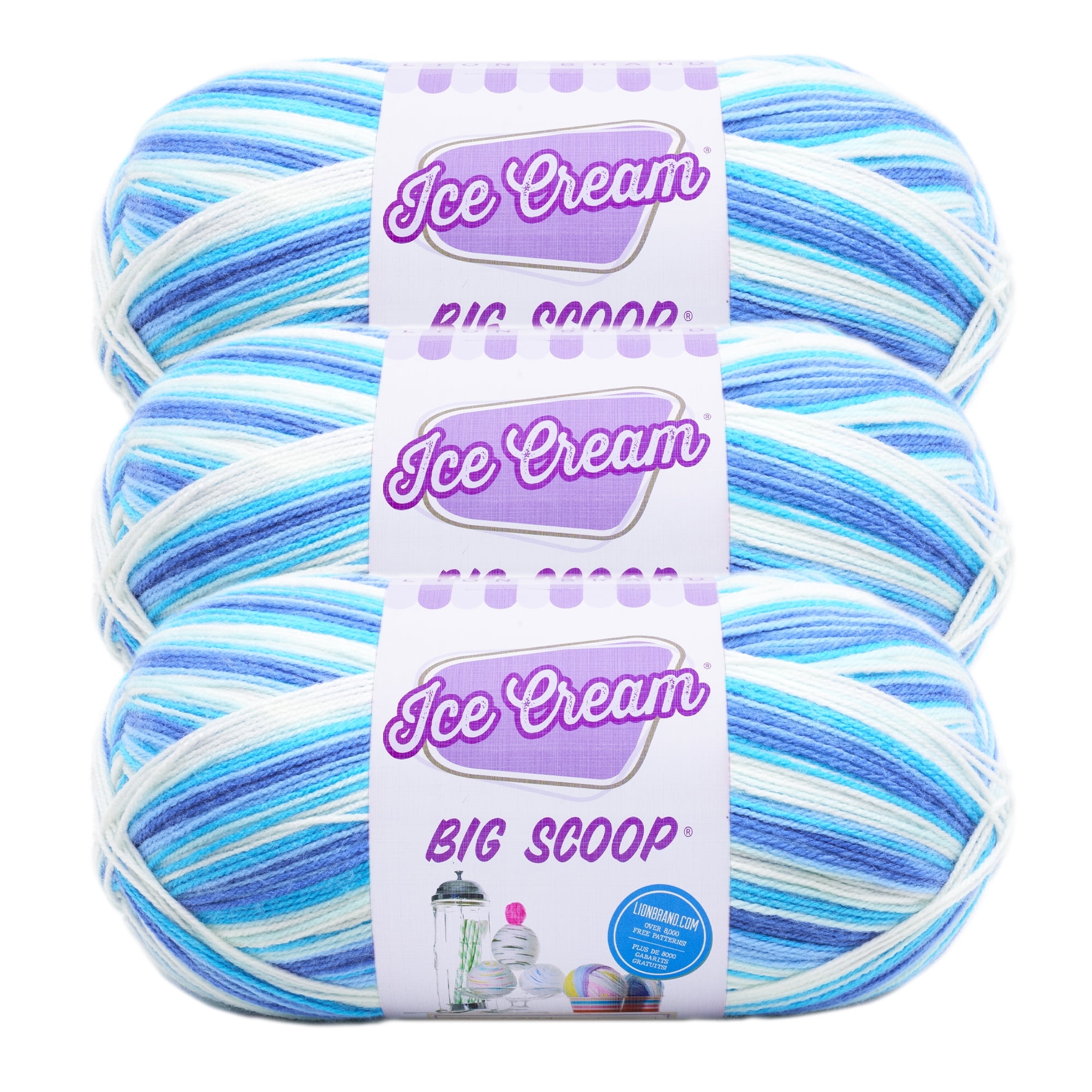 Lion Brand Yarn Ice Cream Big Scoop Blue Moon Light Acrylic Multi