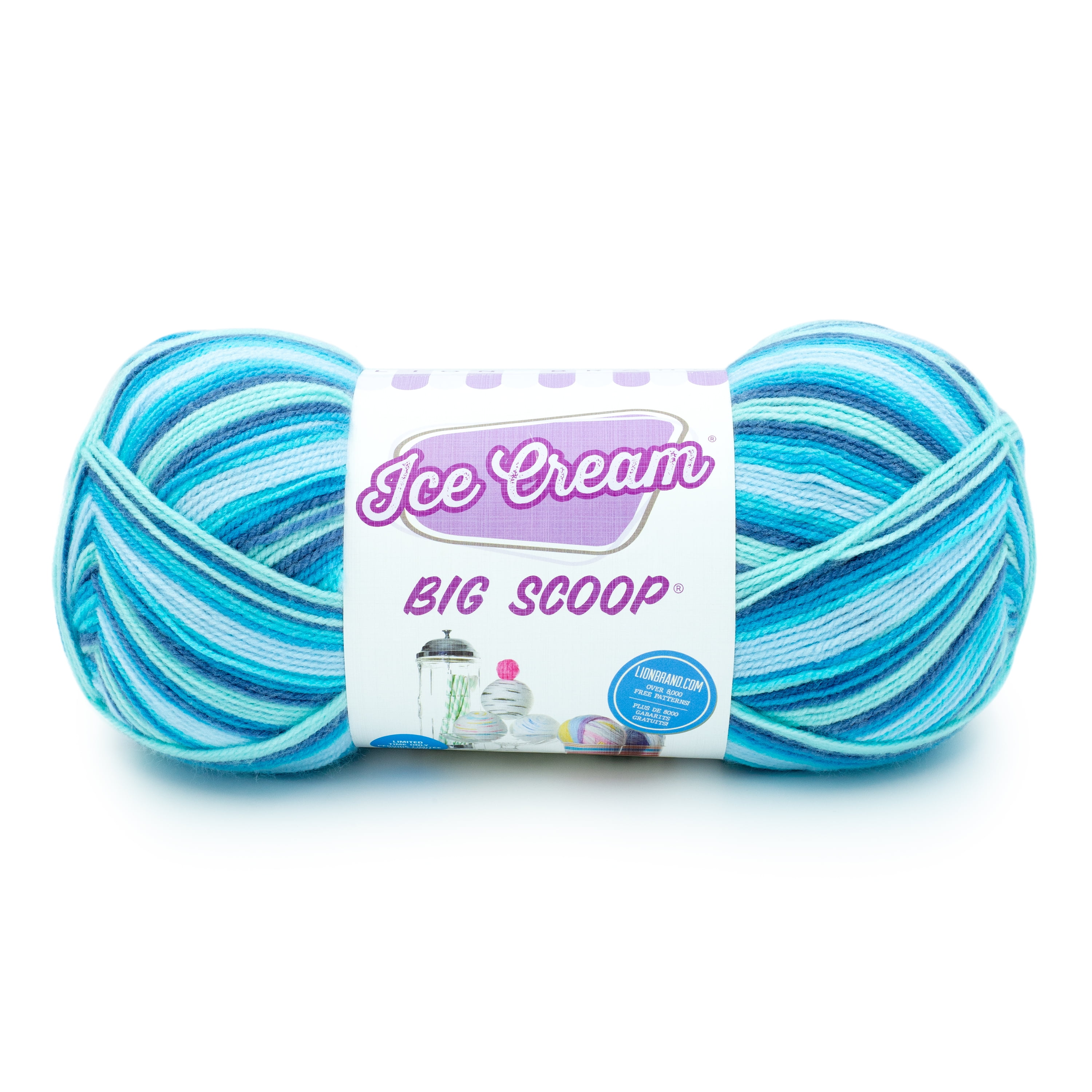 Lion Brand Yarn Ice Cream Big Scoop Blue Raspberry Light Acrylic  Multi-color Yarn 1 Pack