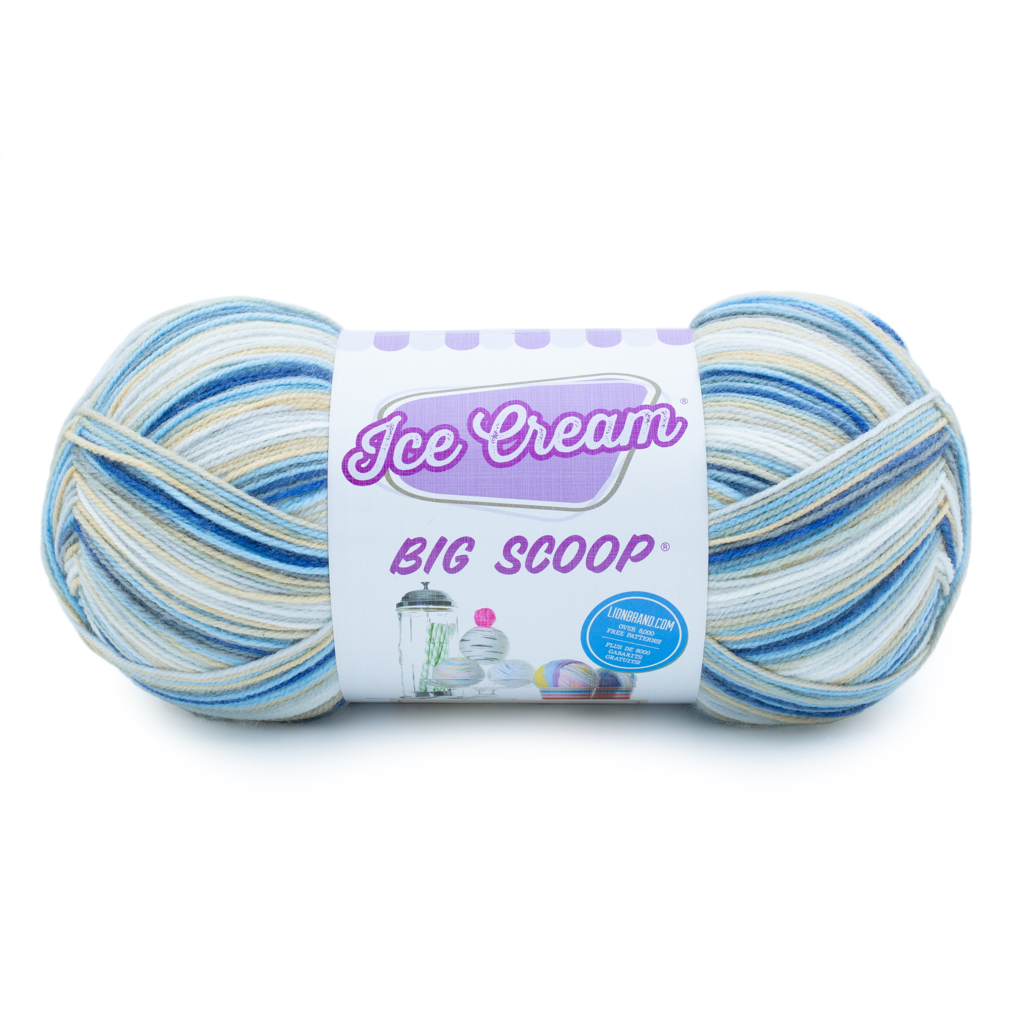 Lion Brand Yarn Ice Cream Big Scoop Cookies & Cream Light Acrylic  Multi-color Yarn 1 Pack 