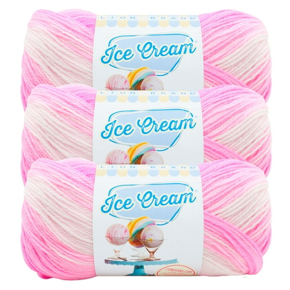 Lion Brand Yarn Ice Cream Birthday Cake Light Acrylic Yarn 3 Pack