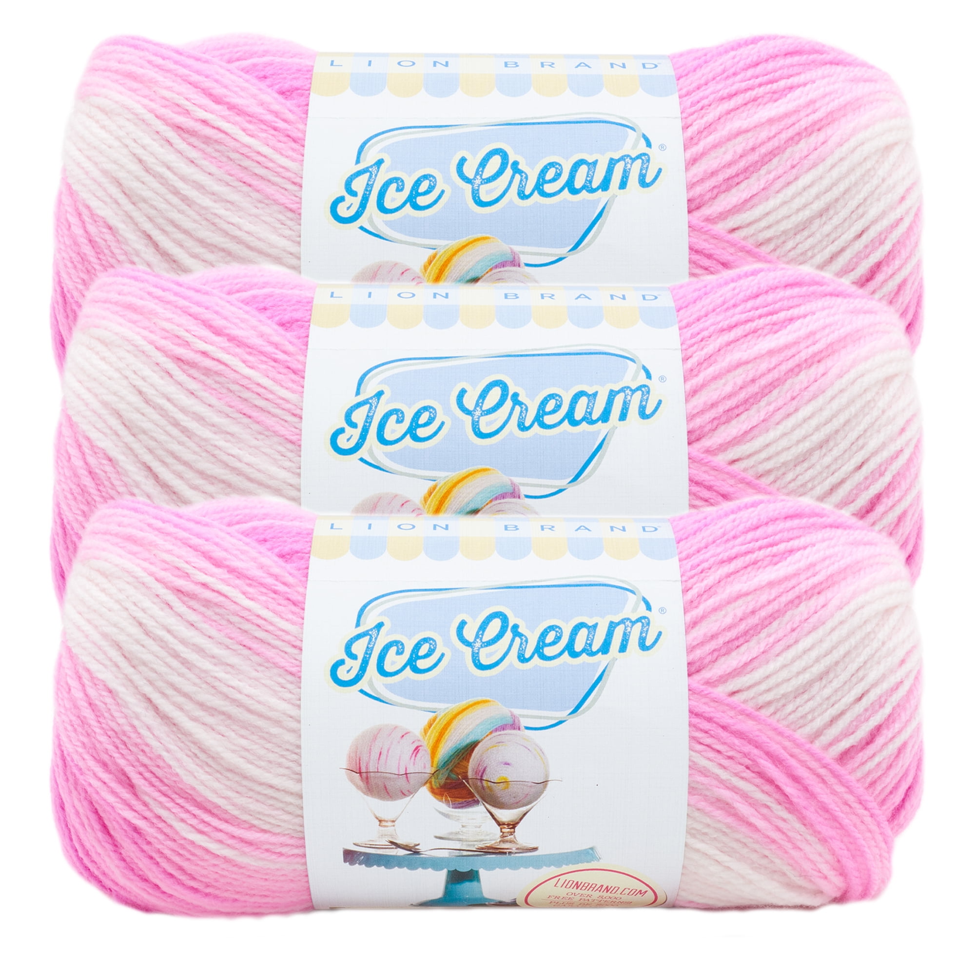 Lion Brand Yarn Ice Cream Pistachio Light Acrylic Multi-color Yarn 3