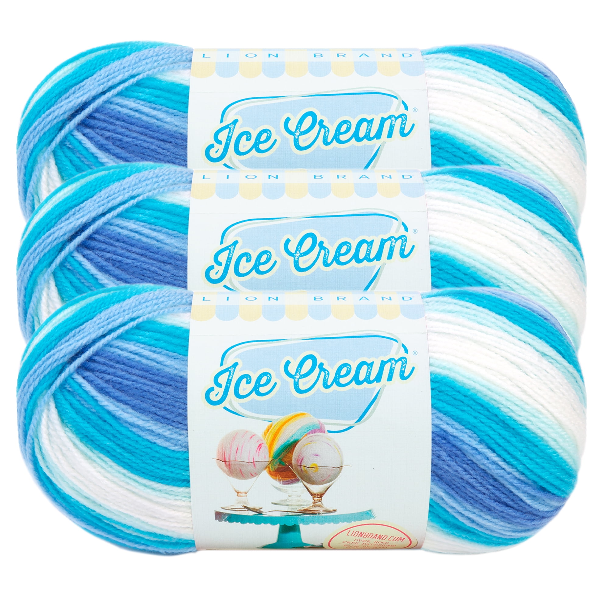 Lion Brand Yarn Ice Cream Blue Moon Light Acrylic Multi-color Yarn