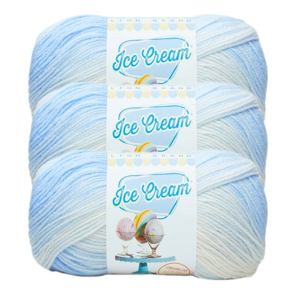 Lion Brand Yarn Ice Cream Blueberry Light Acrylic Yarn 3 Pack