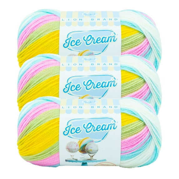 Lion Brand Yarn Ice Cream Bunny Tracks Light Acrylic Yarn 3 Pack