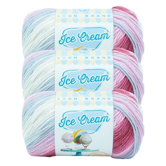 Lion Brand Yarn Ice Cream Cherries Jubilee Light Acrylic Yarn 3 Pack