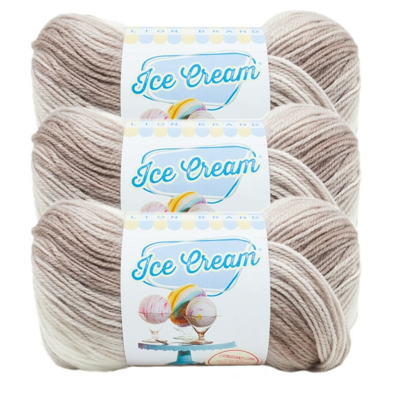 Lion Brand Yarn Ice Cream Coffee Light Acrylic Yarn 3 Pack