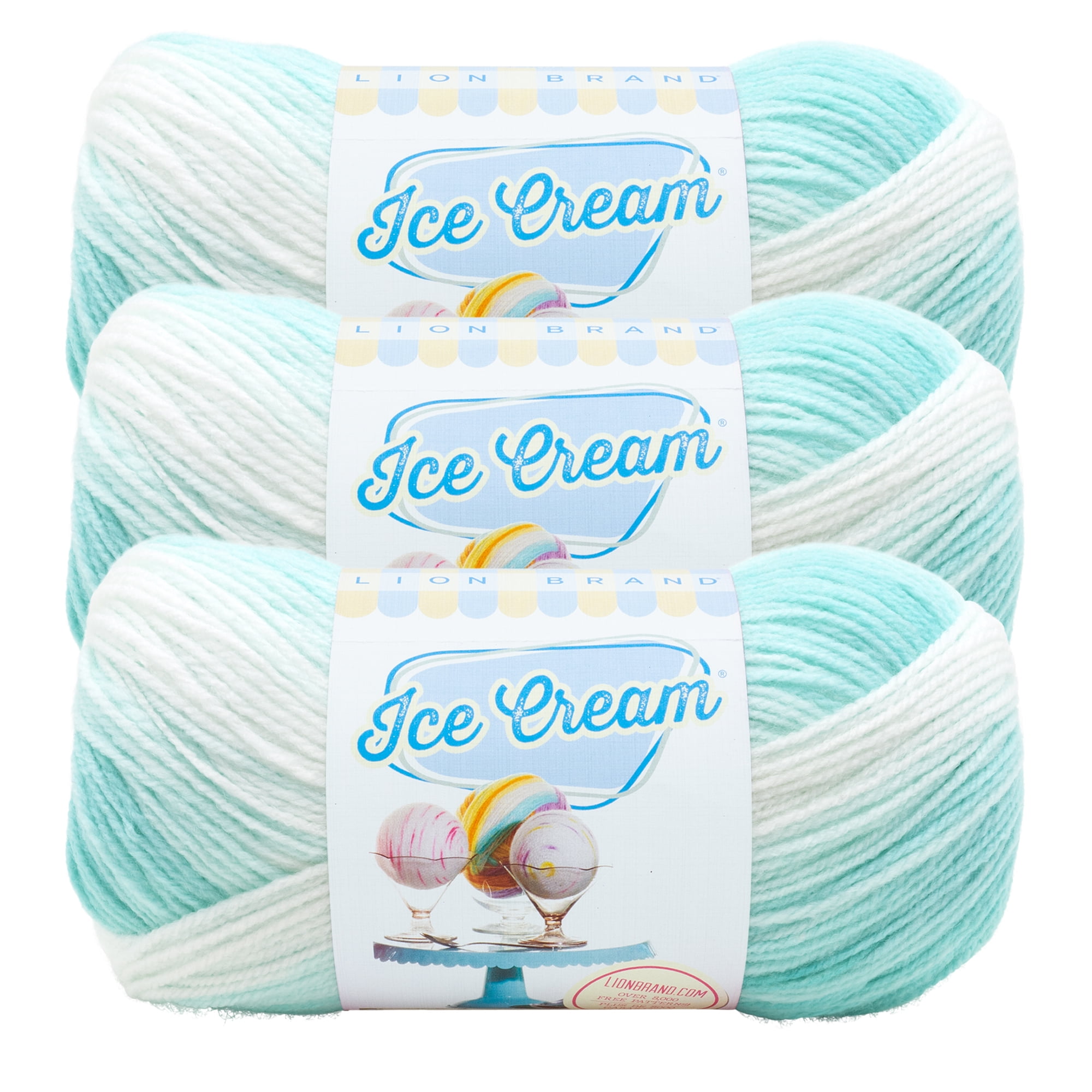  Lion Brand Ice Cream Bunny Tracks 923-224 (6-Skeins - Same Dye  Lot) Baby Sport #2 Acrylic Yarn for Crocheting and Knitting - Bundle with 1  Artsiga Crafts Project Bag