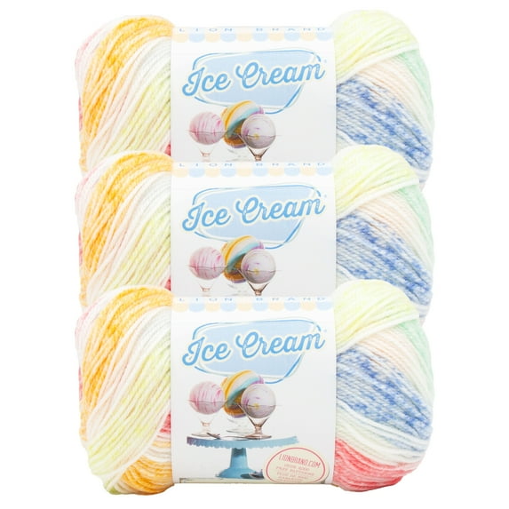 Lion Brand Yarn Ice Cream Turtle Tracks Light Acrylic Yarn 3 Pack