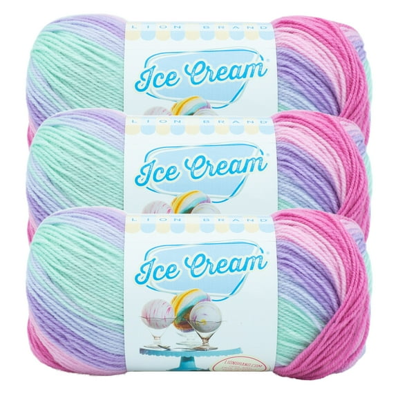 Lion Brand Yarn Ice Cream Ube Light Acrylic Yarn 3 Pack