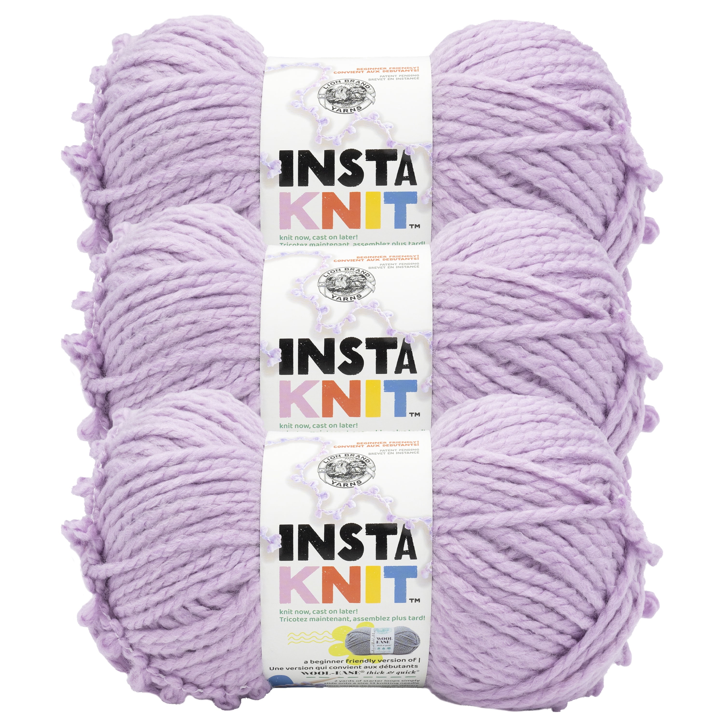 Lion Brand Yarn Insta Knit Are You Calm Yet Super Bulky Acrylic, Wool, Polyester Yarn 3 Pack