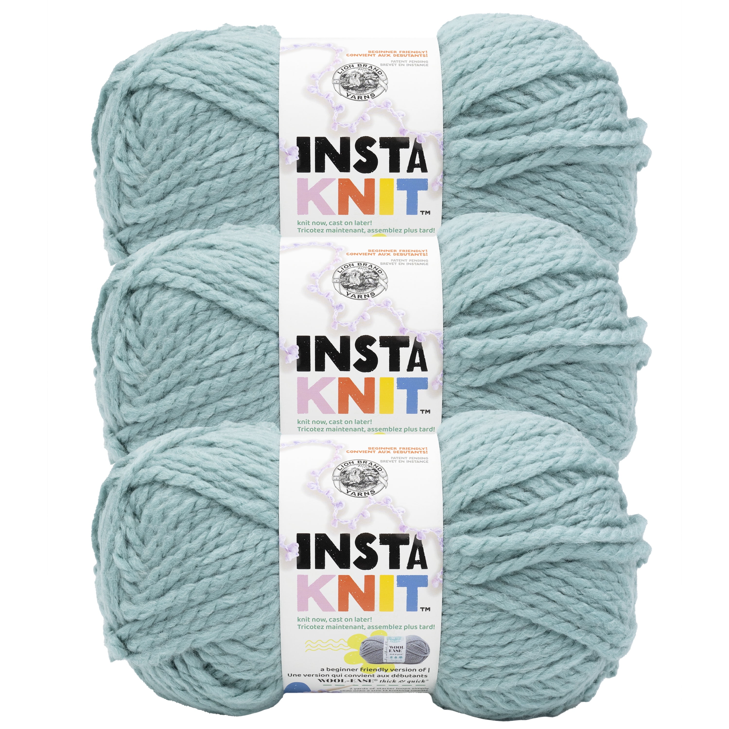 Lion Brand Yarn Insta Knit Beach Please Super Bulky Acrylic, Wool, Polyester Yarn 3 Pack