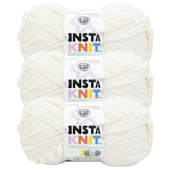 Lion Brand Yarn Insta Knit Crème de la Crème Super Bulky Acrylic, Wool, Polyester Yarn 3 Pack