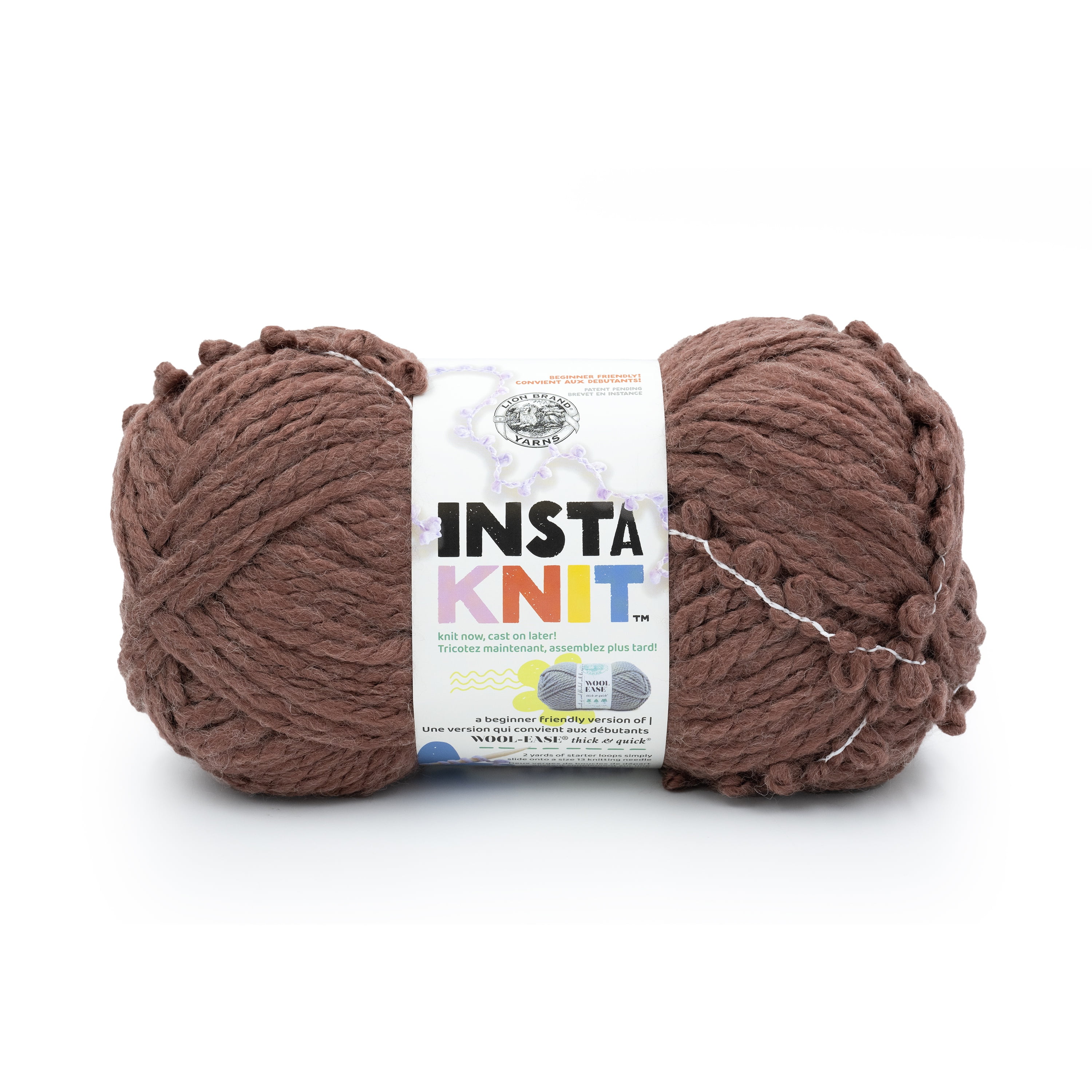 Lion Brand Instaknit Super Bulky Acrylic Yarn, Guilt-Free Chocolate, 7.9oz/225g
