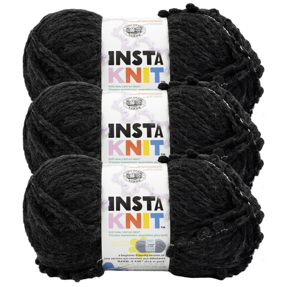 Lion Brand Yarn Insta Knit Soot Yourself Super Bulky Acrylic, Wool, Polyester Yarn 3 Pack