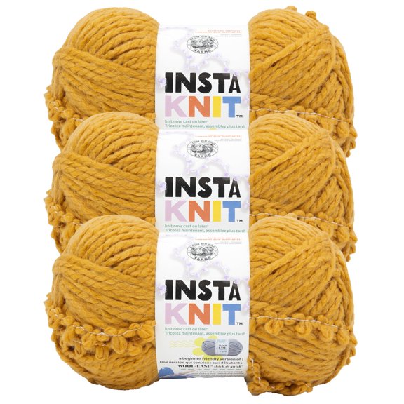Lion Brand Yarn Insta Knit You Must-Ardmit Super Bulky Acrylic, Wool, Polyester Yarn 3 Pack