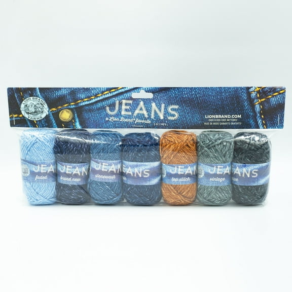 Lion Brand Yarn Jeans 7-Mini Ball Assorted Sample Pack