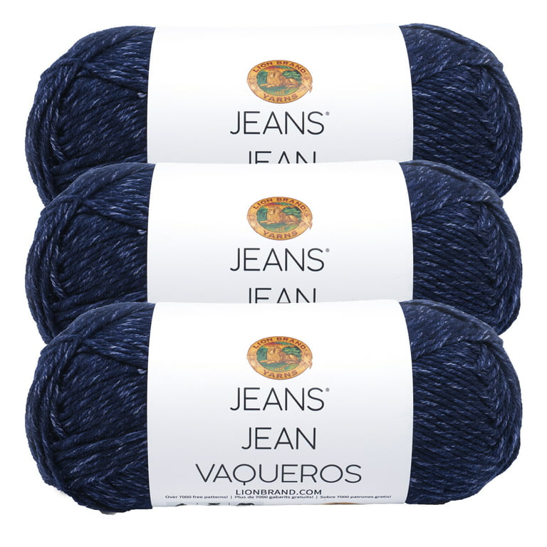 Lion Brand Yarn Jeans Brand New Denim Medium Acrylic Blue Yarn 3 Pack 