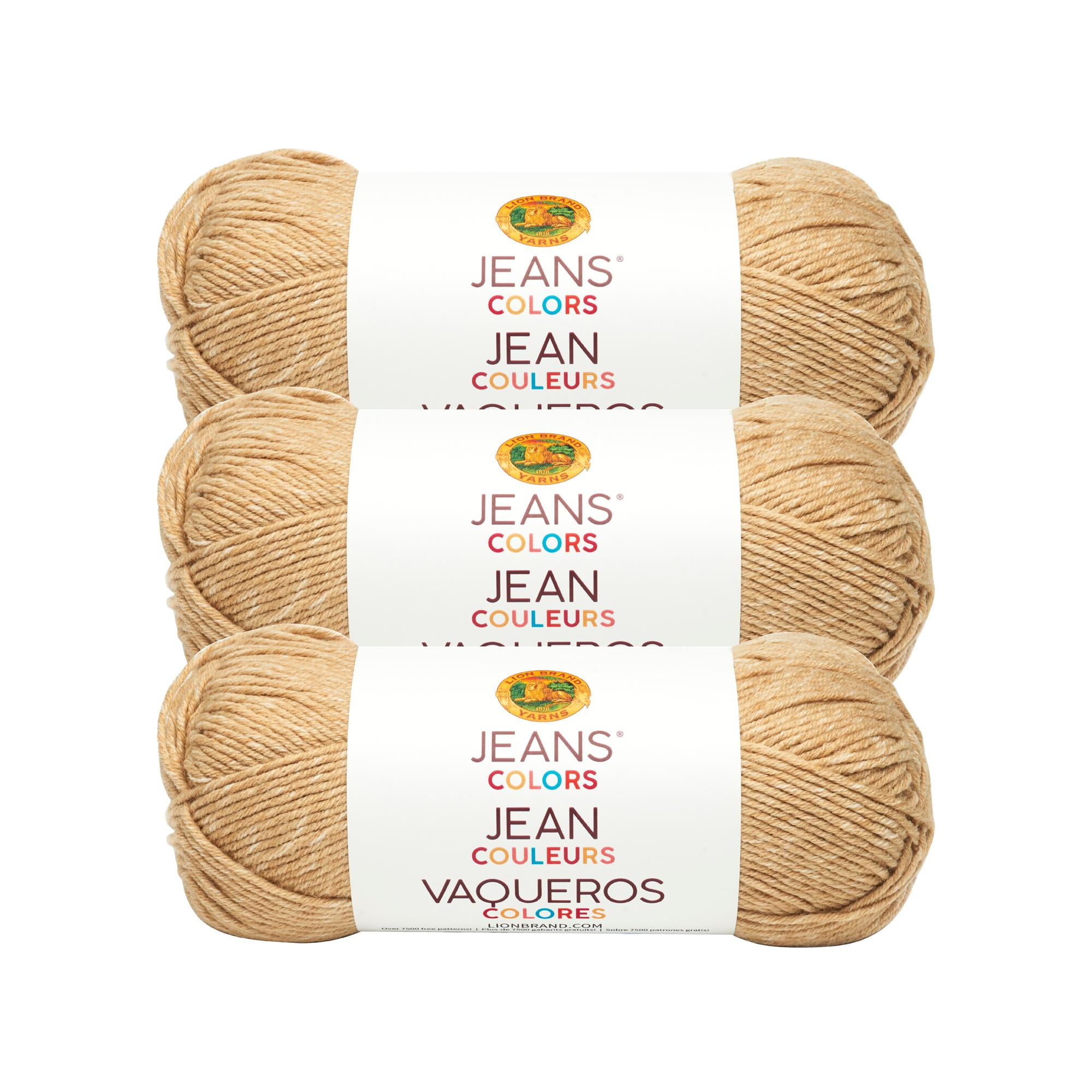 Lion Brand Yarn Jeans Colors Khaki Denim Style Medium Acrylic Multi