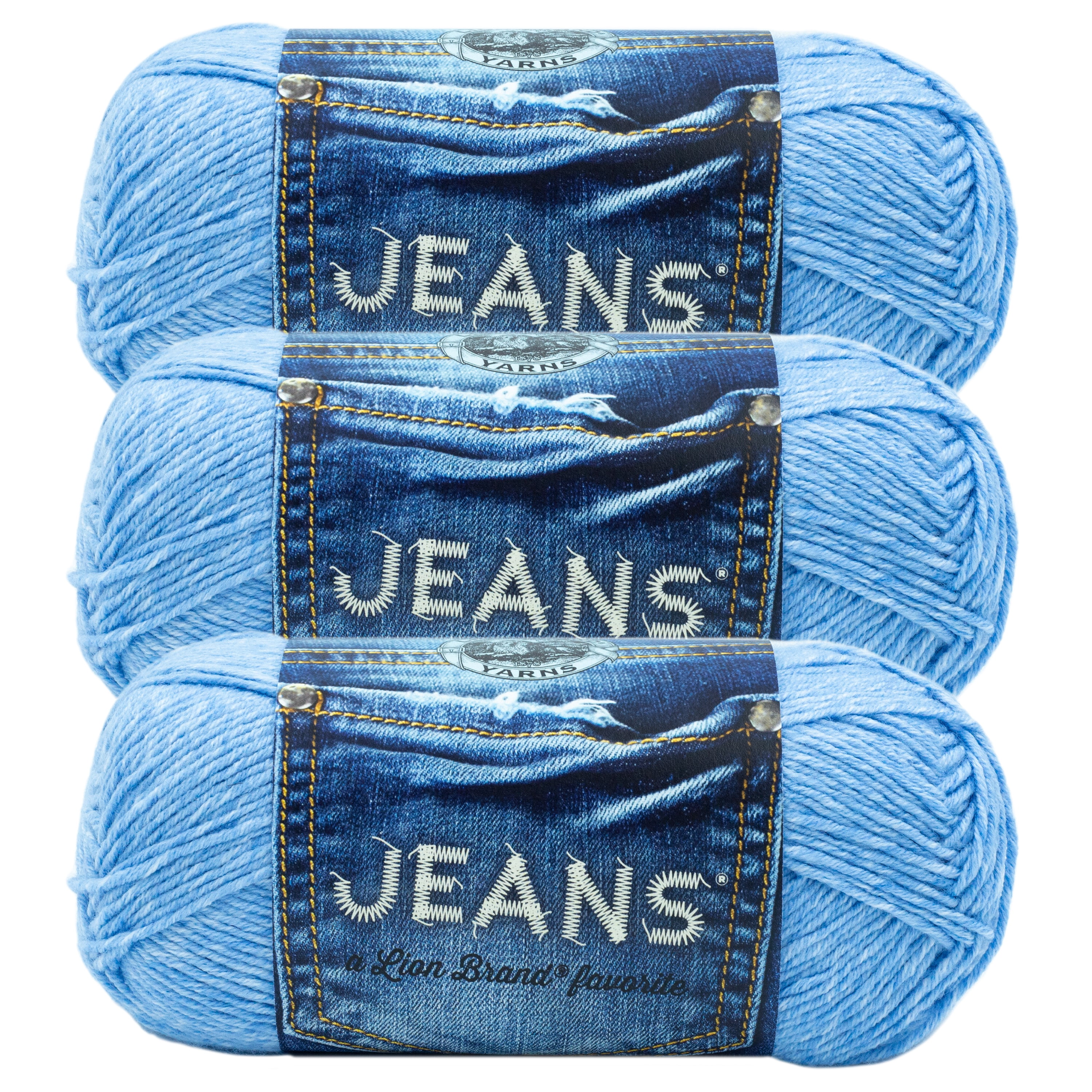 Lion Brand Yarn Jeans Faded Medium Acrylic Yarn 3 Pack