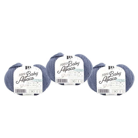Lion Brand Yarn LBC Baby Alpaca Denim Blue Light Weight Baby Alpaca Yarn 3 Pack