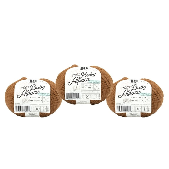 Lion Brand Yarn LBC Baby Alpaca Rust Light Weight Baby Alpaca Yarn 3 Pack