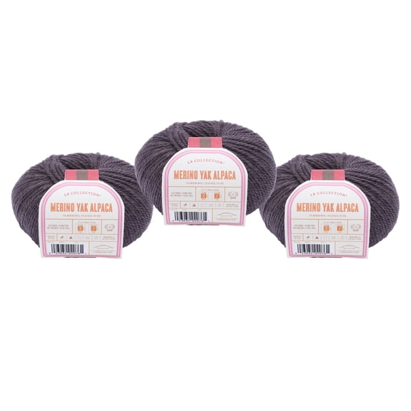 Lion Brand Yarn LBC Merino Yak Alpaca Mauve Medium Merino, Alpaca, Yak Yarn 3 Pack