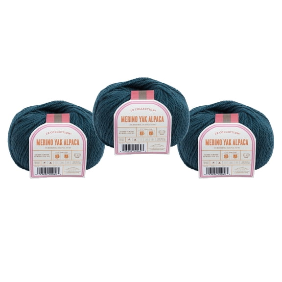 Lion Brand Yarn LBC Merino Yak Alpaca Teal Medium Merino, Alpaca, Yak Yarn 3 Pack