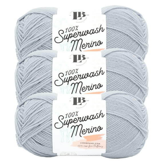 Lion Brand Yarn LBC Superwash Merino Ice Light Weight Extra Fine Wool Yarn 3 Pack