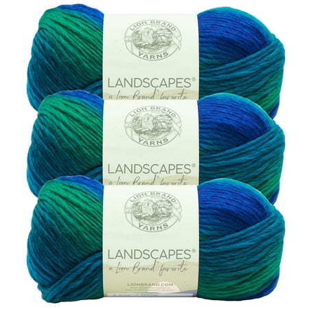 Lion Brand Yarn Landscapes Blue Lagoon Medium Acrylic Yarn 3 Pack