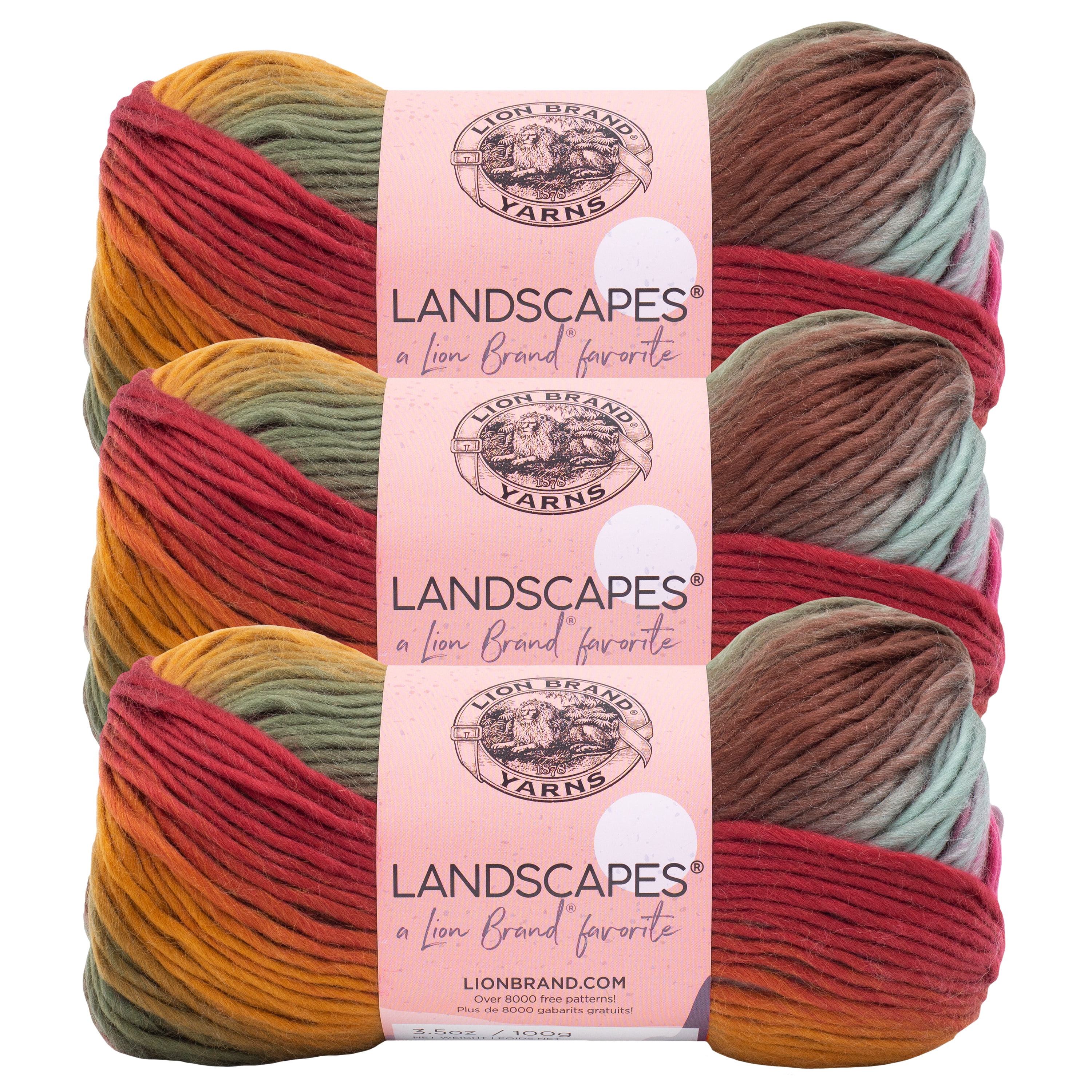 Lion Brand Yarn Landscapes Desert Spring Medium Acrylic Yarn 3 Pack