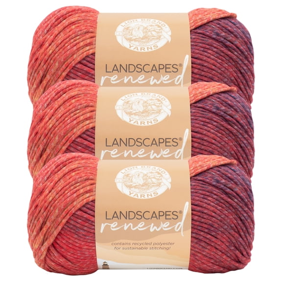 Lion Brand Yarn Landscapes Renewed Fiesta Medium Polyester, Recycled Polyester Yarn 3 Pack