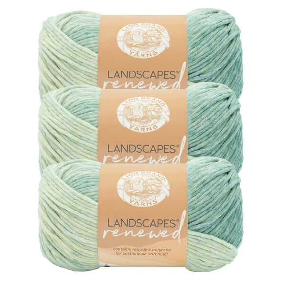 Lion Brand Yarn Landscapes Renewed Sweet Mint Medium Polyester, Recycled Polyester Multi-color Yarn 3 Pack