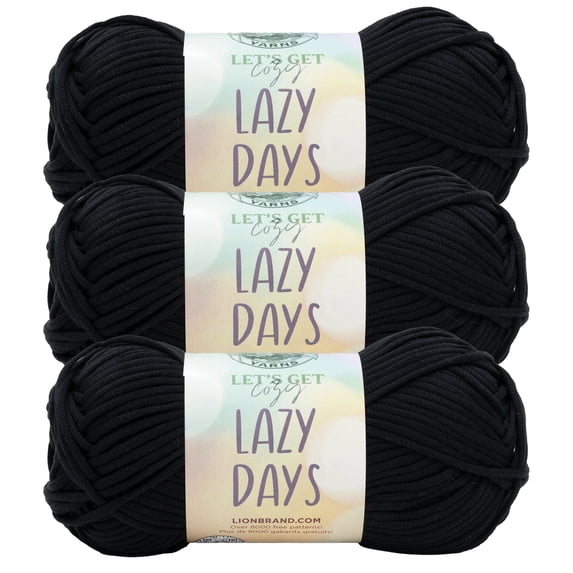 Lion Brand Yarn Lazy Days Licorice Medium Polyester Yarn 3 Pack