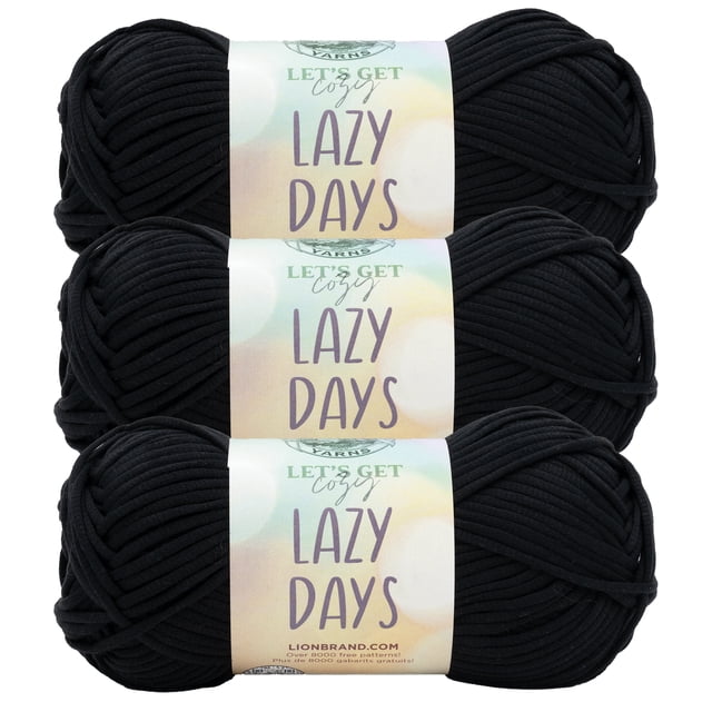 Lion Brand Yarn Lazy Days Licorice Medium Polyester Yarn 3 Pack