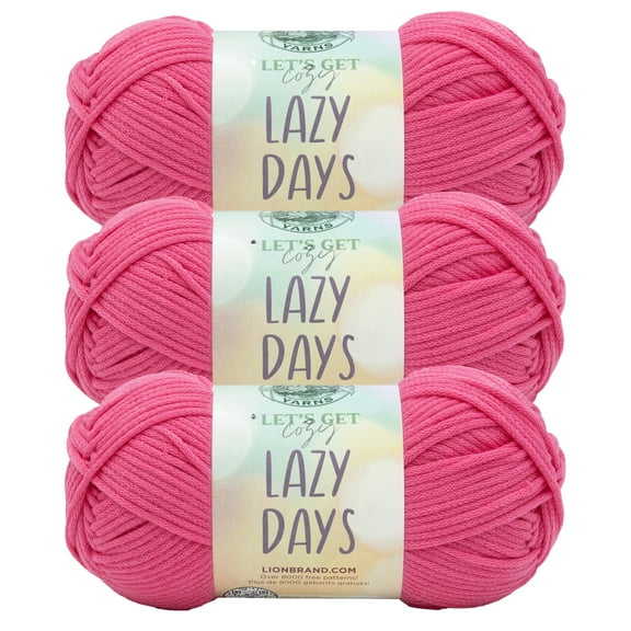 Lion Brand Yarn Lazy Days Sorbet Medium Polyester Yarn 3 Pack