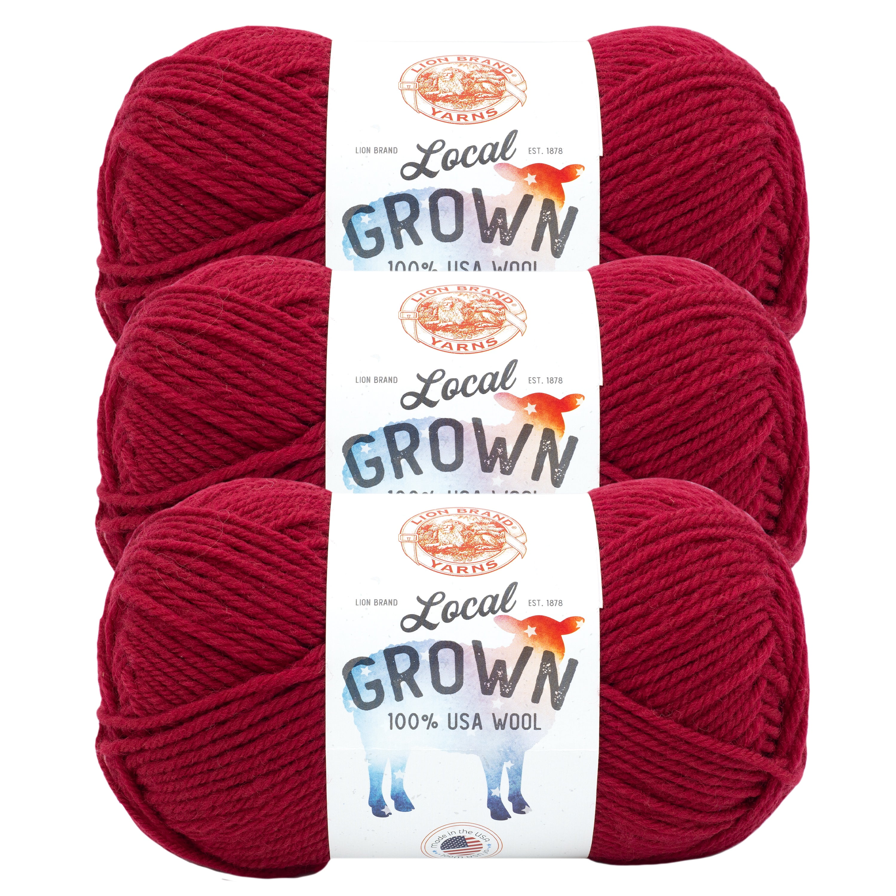 Lion Brand Yarn Local Grown Apple Pie Medium Wool Yarn 3 Pack