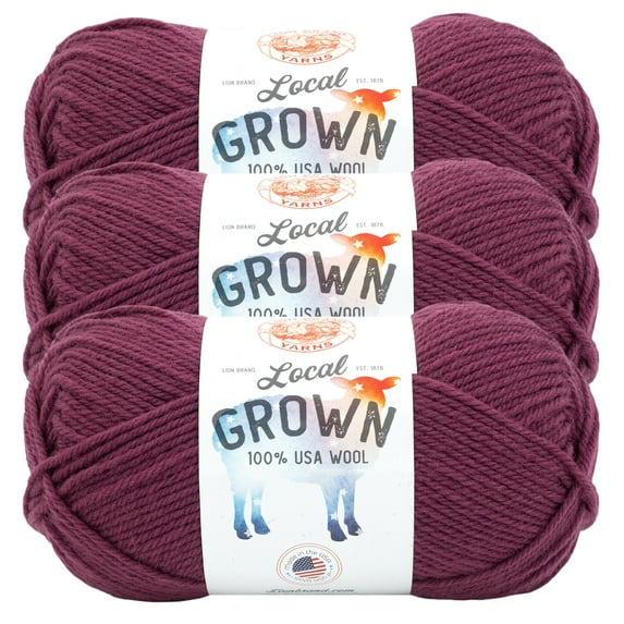 Lion Brand Yarn Local Grown Beetroot Medium Wool Yarn 3 Pack