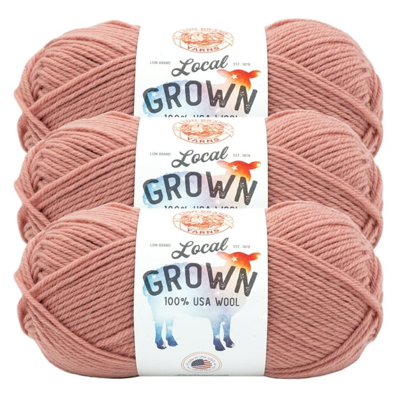 Lion Brand Yarn Local Grown Cherry Blossom Medium Wool Pink Yarn 3 Pack