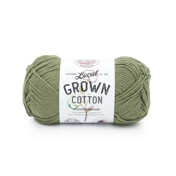 Lion Brand Yarn Local Grown Cotton Army Green Medium Cotton Grown in theGreen Yarn 1 Skein