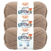 Lion Brand Yarn Local Grown Hickory Medium Wool Brown Yarn 3 Pack