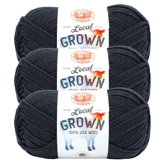 Lion Brand Yarn Local Grown Mustang Medium Wool Yarn 3 Pack