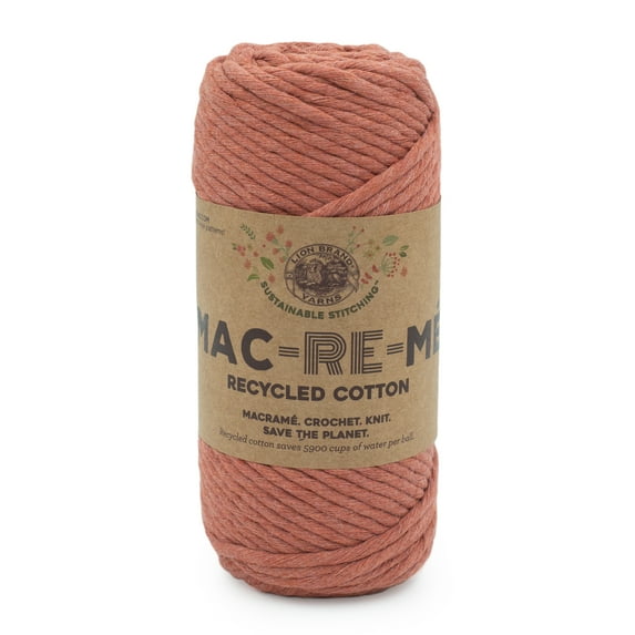 Lion Brand Yarn Mac-Re-Me Cinnabar Super Bulky Recycled Cotton Orange Yarn 1 Cone