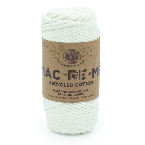Lion Brand Yarn Mac-Re-Me Natural Super Bulky Recycled Cotton Off-White Yarn 1 Cone