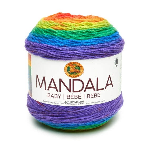 Lion Brand Yarn Mandala Baby Rainbow Falls Self-Striping Baby Light Acrylic Multi-color Yarn