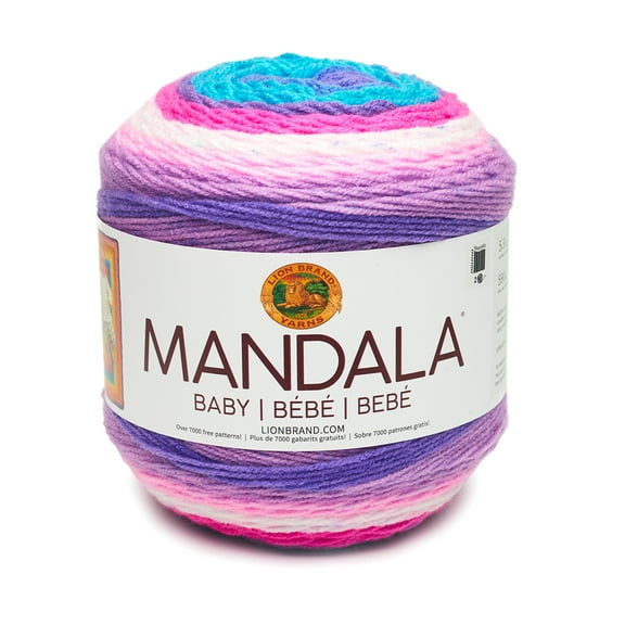 Lion Brand Yarn Mandala Baby Unicorn Cloud Self-Striping Baby Light Acrylic Multi-Color Yarn