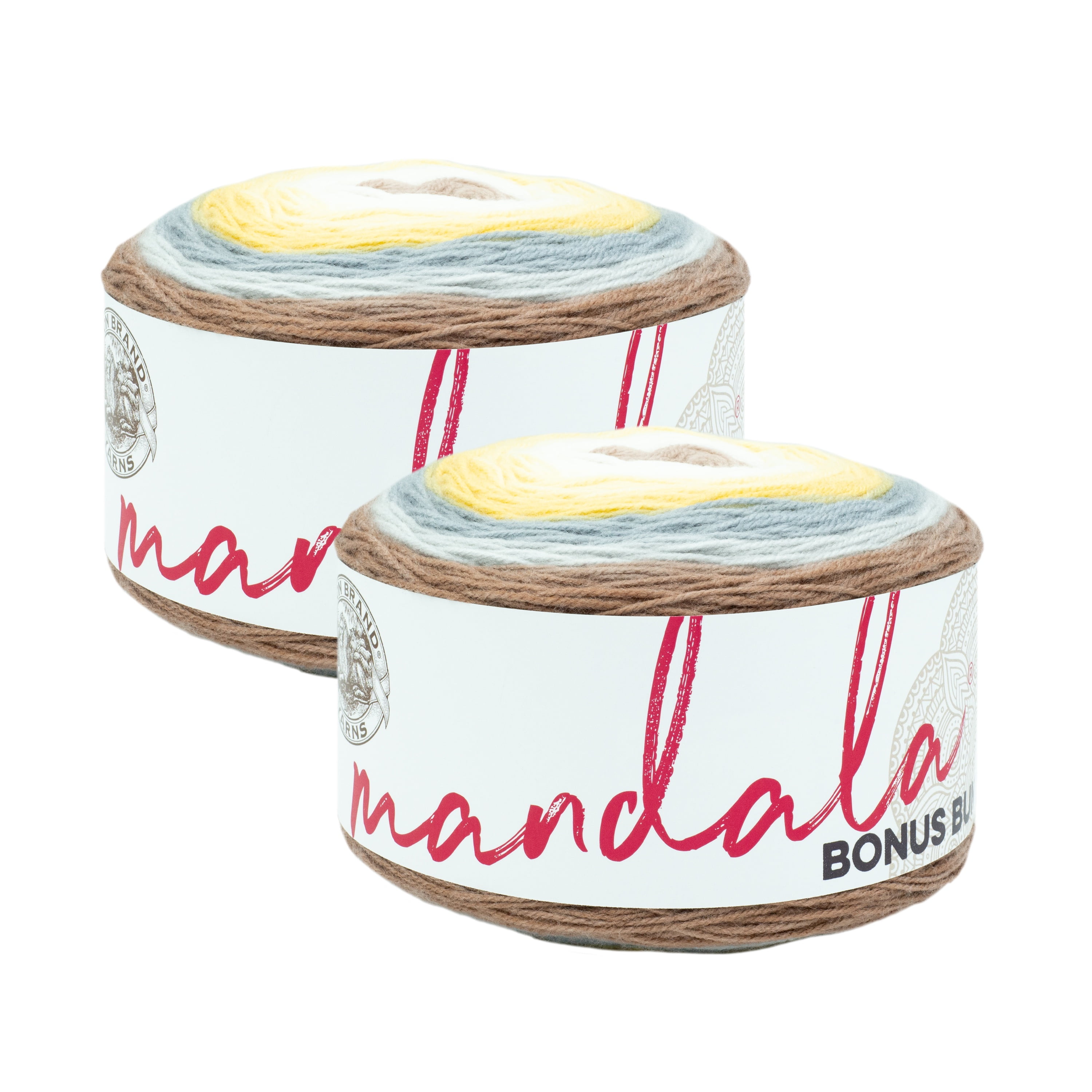 Lion Brand Yarn Mandala Bonus Bundle Yeti Light Acrylic Yarn 2 Pack