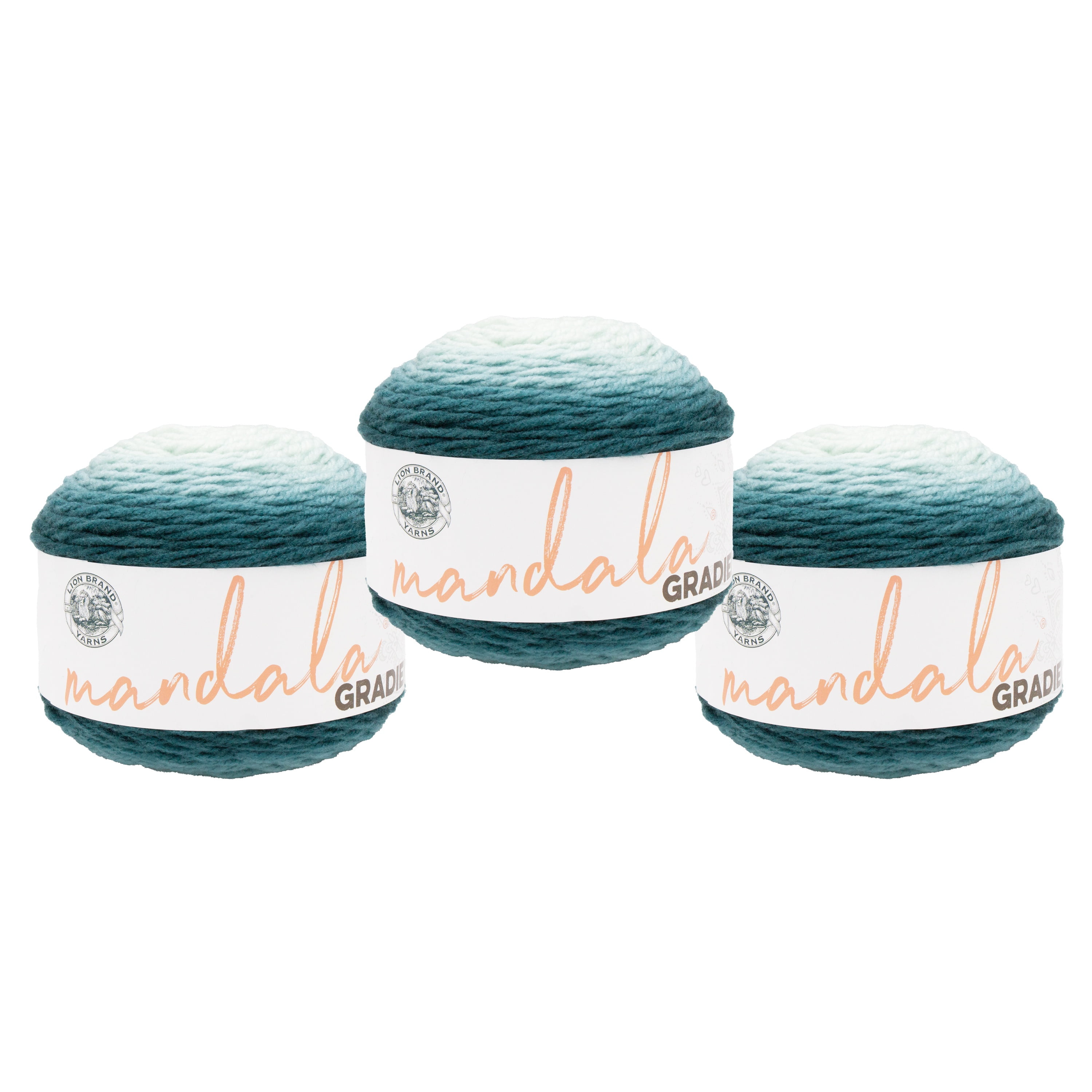 Lion Brand Yarn Mandala Gradient Dark Teal Medium Acrylic, Nylon Yarn 3 Pack