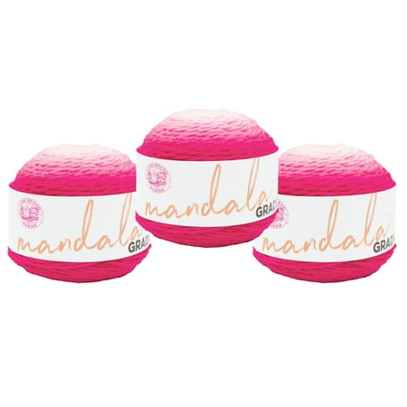 Lion Brand Yarn Mandala Gradient Hot Pink Medium Acrylic, Nylon Yarn 3 Pack